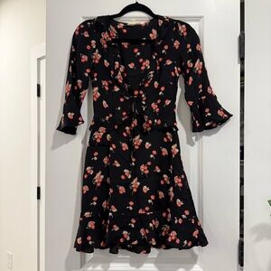 For Love & Lemons Black Cherry Dress. Front Tie Mini Dress. Size S